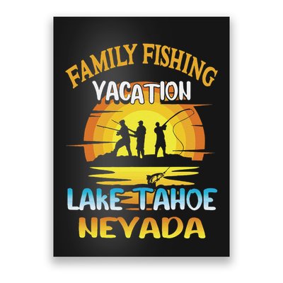 Lake Tahoe Nevada Family Fishing Vacation Sunset Design Poster
