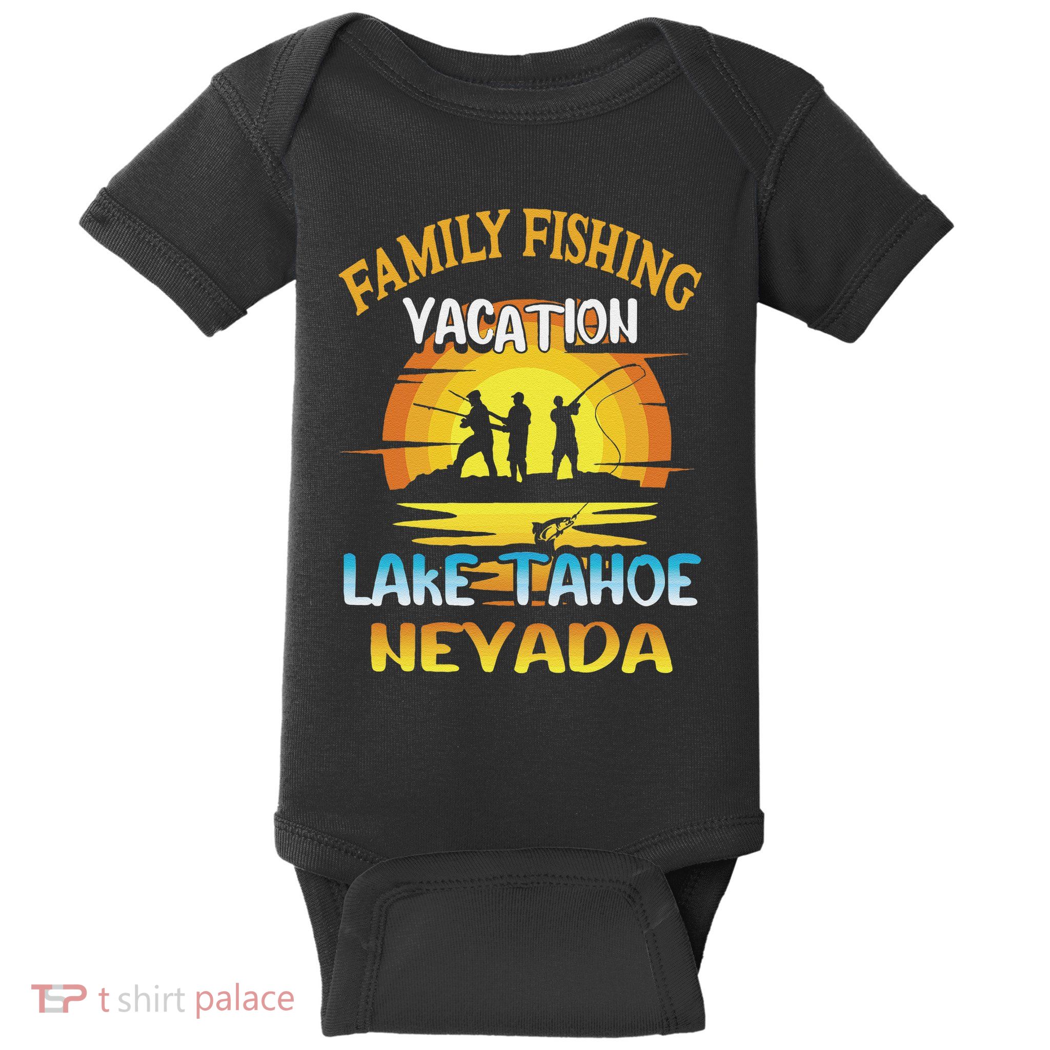 Lake Tahoe Nevada Family Fishing Vacation Sunset Design Baby Bodysuit