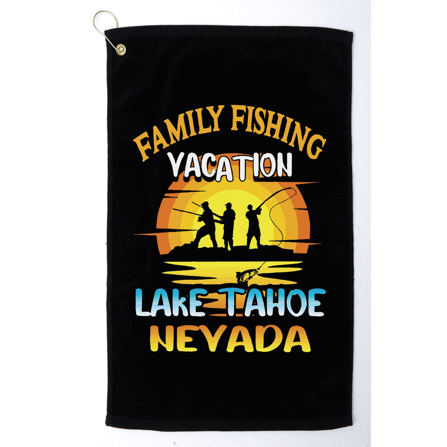Lake Tahoe Nevada Family Fishing Vacation Sunset Design Golf Towel