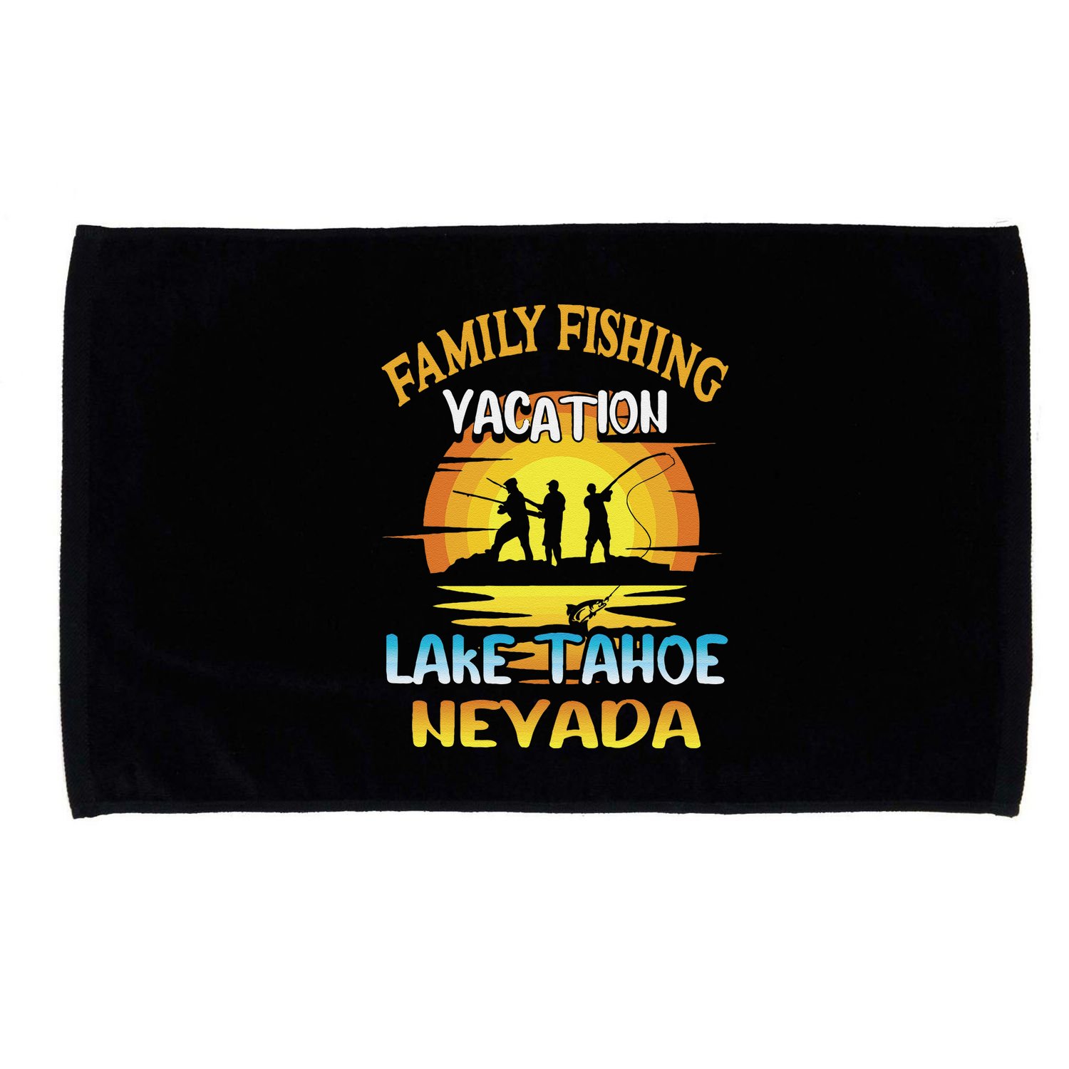 Lake Tahoe Nevada Family Fishing Vacation Sunset Design Microfiber Hand Towel
