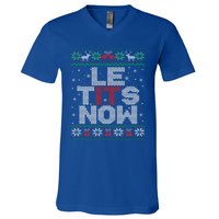 Le Tits Now Funny Xmas Let It Snow Ugly Christmas Gift V-Neck T-Shirt