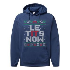 Le Tits Now Funny Xmas Let It Snow Ugly Christmas Gift Performance Fleece Hoodie