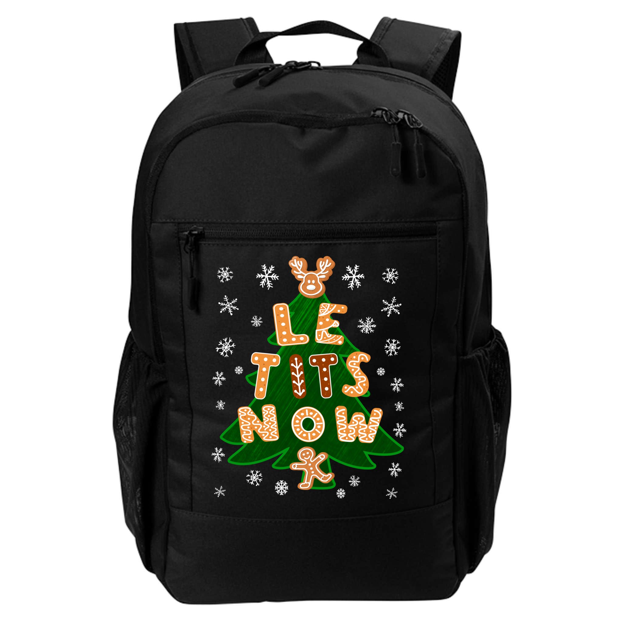 Le Tits Now Christmas Let It Snow Ugly Christmas Sweater Backpack