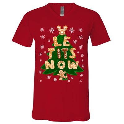 Le Tits Now Christmas Let It Snow Ugly Christmas Sweater V-Neck T-Shirt