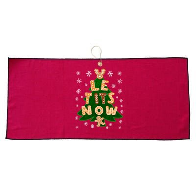 Le Tits Now Christmas Let It Snow Ugly Christmas Sweater Large Microfiber Waffle Golf Towel