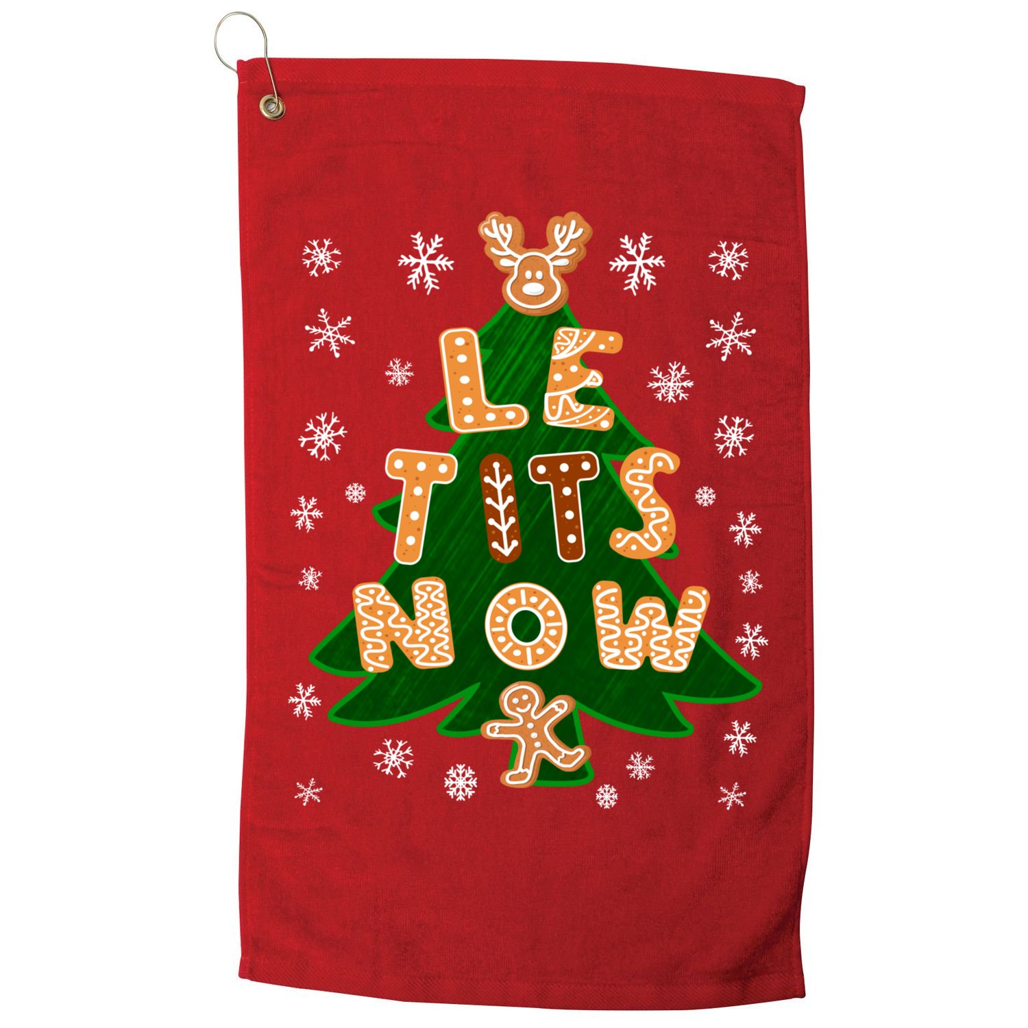 Le Tits Now Christmas Let It Snow Ugly Christmas Sweater Golf Towel