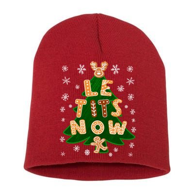 Le Tits Now Christmas Let It Snow Ugly Christmas Sweater Short Acrylic Beanie