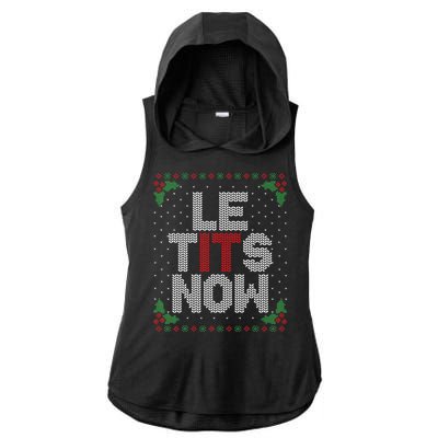 Le Tits Now Funny Christmas Let It Snow Adult Ugly Christmas Ladies PosiCharge Tri-Blend Wicking Draft Hoodie Tank