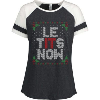 Le Tits Now Funny Christmas Let It Snow Adult Ugly Christmas Enza Ladies Jersey Colorblock Tee