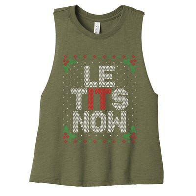 Le Tits Now Funny Christmas Let It Snow Adult Ugly Christmas Women's Racerback Cropped Tank