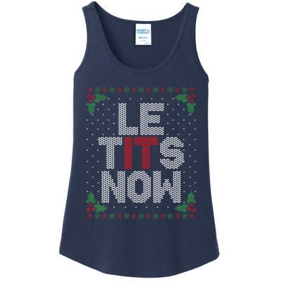 Le Tits Now Funny Christmas Let It Snow Adult Ugly Christmas Ladies Essential Tank