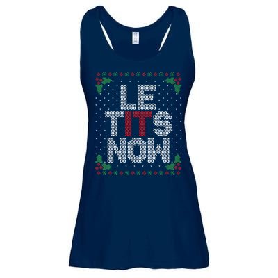 Le Tits Now Funny Christmas Let It Snow Adult Ugly Christmas Ladies Essential Flowy Tank