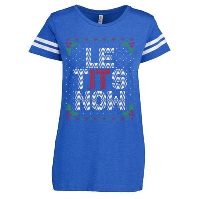 Le Tits Now Funny Christmas Let It Snow Adult Ugly Christmas Enza Ladies Jersey Football T-Shirt