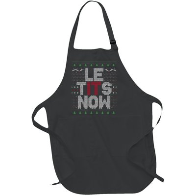 Le Tits Now Christmas Let It Snow Ugly Christmas Full-Length Apron With Pockets