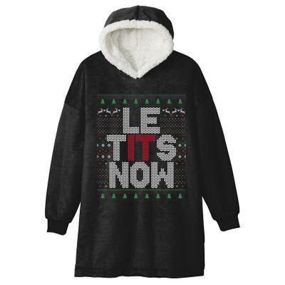 Le Tits Now Christmas Let It Snow Ugly Christmas Hooded Wearable Blanket