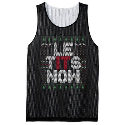 Le Tits Now Christmas Let It Snow Ugly Christmas Mesh Reversible Basketball Jersey Tank