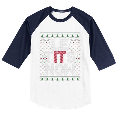 Le Tits Now Christmas Let It Snow Ugly Christmas Baseball Sleeve Shirt