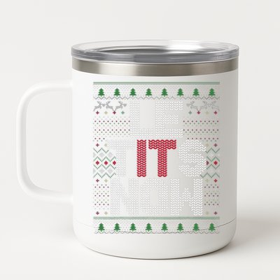 Le Tits Now Christmas Let It Snow Ugly Christmas 12 oz Stainless Steel Tumbler Cup