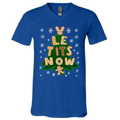 Le Tits Now Let It Snow Humor Christmas Funny Gift V-Neck T-Shirt