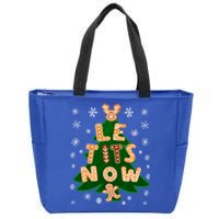 Le Tits Now Let It Snow Humor Christmas Funny Gift Zip Tote Bag