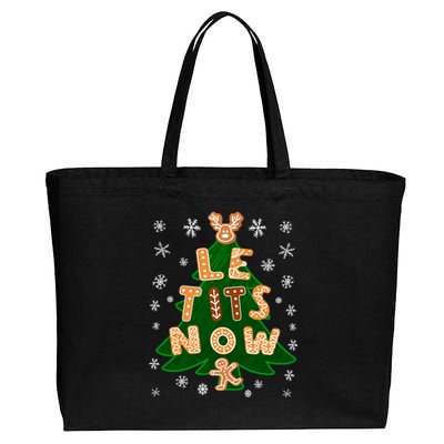 Le Tits Now Let It Snow Humor Christmas Funny Gift Cotton Canvas Jumbo Tote