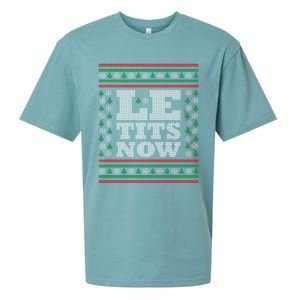 Le Tits Now Ugly Christmas Let It Snow Great Gift Sueded Cloud Jersey T-Shirt