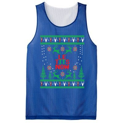 Le Tits Now Christmas Let It Snow Ugly Sweater Party Gift Mesh Reversible Basketball Jersey Tank