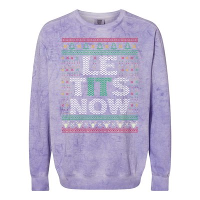 Le Tits Now Christmas Let It Snow Ugly Sweater Funny Colorblast Crewneck Sweatshirt