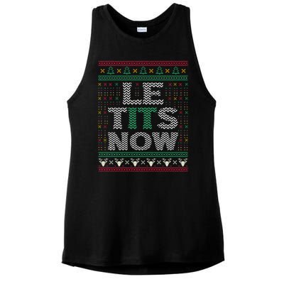 Le Tits Now Christmas Let It Snow Ugly Sweater Funny Ladies PosiCharge Tri-Blend Wicking Tank