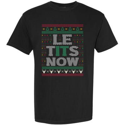 Le Tits Now Christmas Let It Snow Ugly Sweater Funny Garment-Dyed Heavyweight T-Shirt