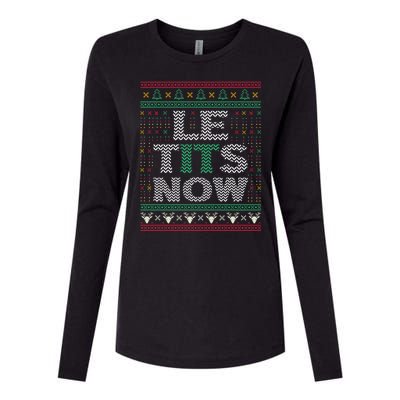 Le Tits Now Christmas Let It Snow Ugly Sweater Funny Womens Cotton Relaxed Long Sleeve T-Shirt