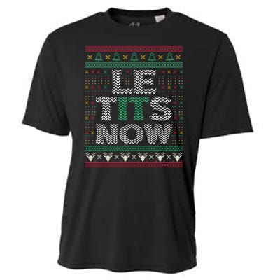 Le Tits Now Christmas Let It Snow Ugly Sweater Funny Cooling Performance Crew T-Shirt