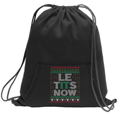 Le Tits Now Christmas Let It Snow Ugly Sweater Funny Sweatshirt Cinch Pack Bag