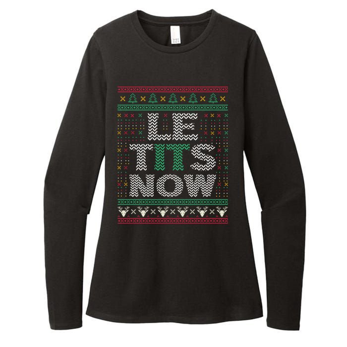 Le Tits Now Christmas Let It Snow Ugly Sweater Funny Womens CVC Long Sleeve Shirt