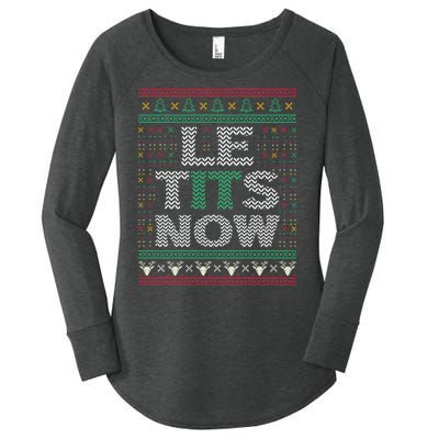 Le Tits Now Christmas Let It Snow Ugly Sweater Funny Women's Perfect Tri Tunic Long Sleeve Shirt