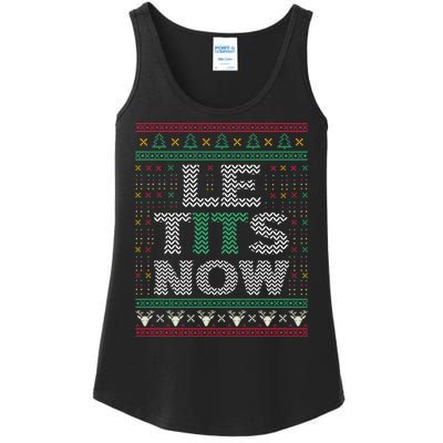 Le Tits Now Christmas Let It Snow Ugly Sweater Funny Ladies Essential Tank