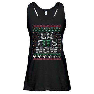 Le Tits Now Christmas Let It Snow Ugly Sweater Funny Ladies Essential Flowy Tank