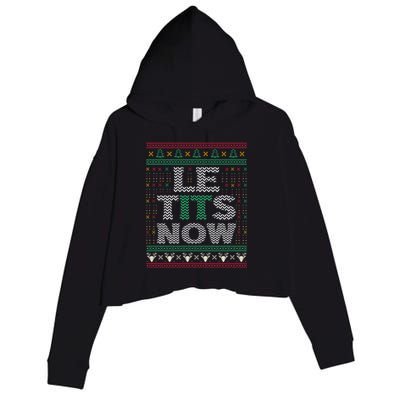 Le Tits Now Christmas Let It Snow Ugly Sweater Funny Crop Fleece Hoodie