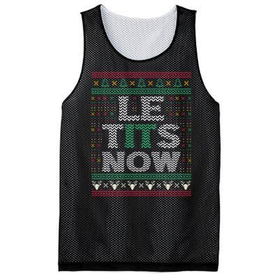 Le Tits Now Christmas Let It Snow Ugly Sweater Funny Mesh Reversible Basketball Jersey Tank