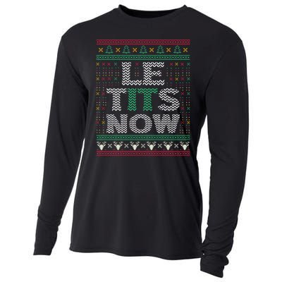 Le Tits Now Christmas Let It Snow Ugly Sweater Funny Cooling Performance Long Sleeve Crew