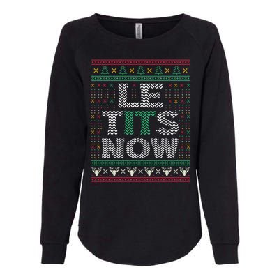 Le Tits Now Christmas Let It Snow Ugly Sweater Funny Womens California Wash Sweatshirt