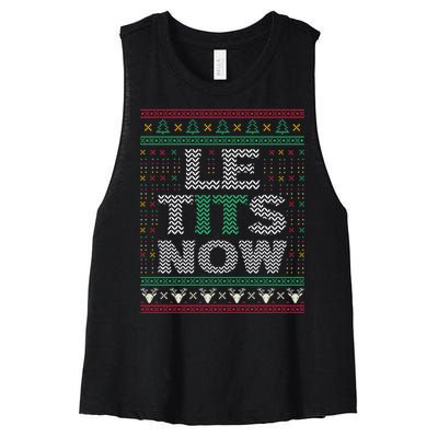 Le Tits Now Christmas Let It Snow Ugly Sweater Funny Women's Racerback Cropped Tank