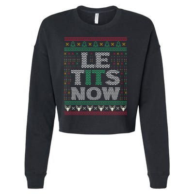 Le Tits Now Christmas Let It Snow Ugly Sweater Funny Cropped Pullover Crew