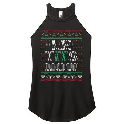 Le Tits Now Christmas Let It Snow Ugly Sweater Funny Women's Perfect Tri Rocker Tank