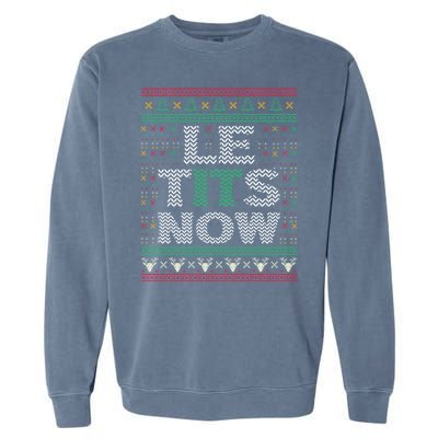 Le Tits Now Christmas Let It Snow Ugly Sweater Funny Garment-Dyed Sweatshirt