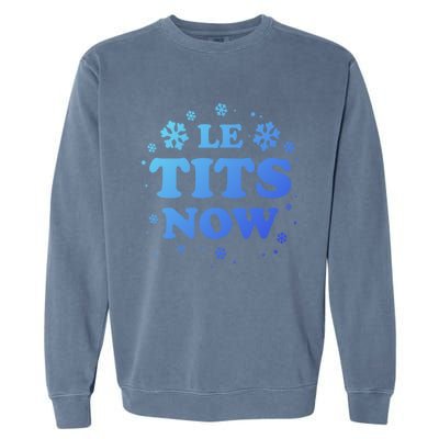 Le Tits Now Let It Snow Funny Christmas Winter Xmas Wordplay Gift Garment-Dyed Sweatshirt