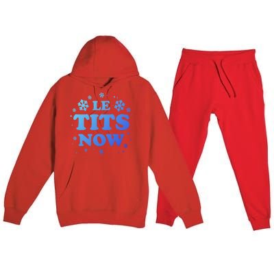 Le Tits Now Let It Snow Funny Christmas Winter Xmas Wordplay Gift Premium Hooded Sweatsuit Set