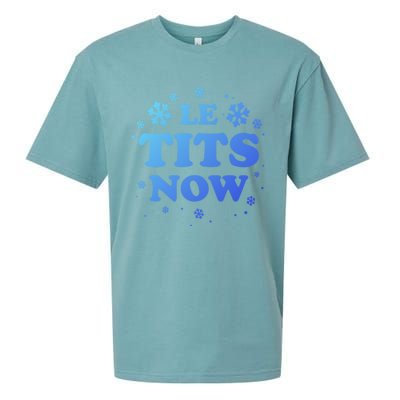 Le Tits Now Let It Snow Funny Christmas Winter Xmas Wordplay Gift Sueded Cloud Jersey T-Shirt