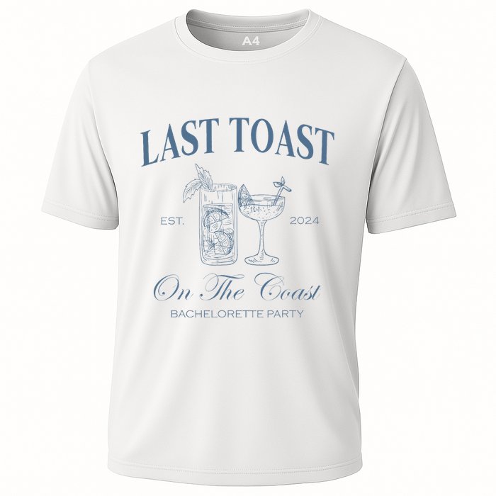 Last Toast On The Coast Bachelorette Party Beach Bridal Cooling Performance Crew T-Shirt