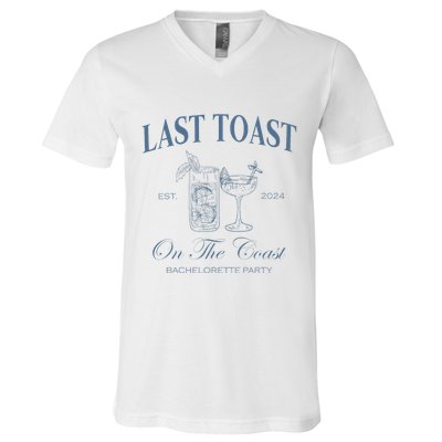 Last Toast On The Coast Bachelorette Party Beach Bridal V-Neck T-Shirt